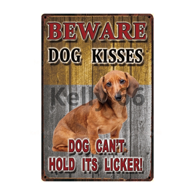 Psy domowe - metalowy znak ostrzegawczy Kelly66 na ścianę z motywem jamnika - rozmiar 20*30 cm - Wianko - 19
