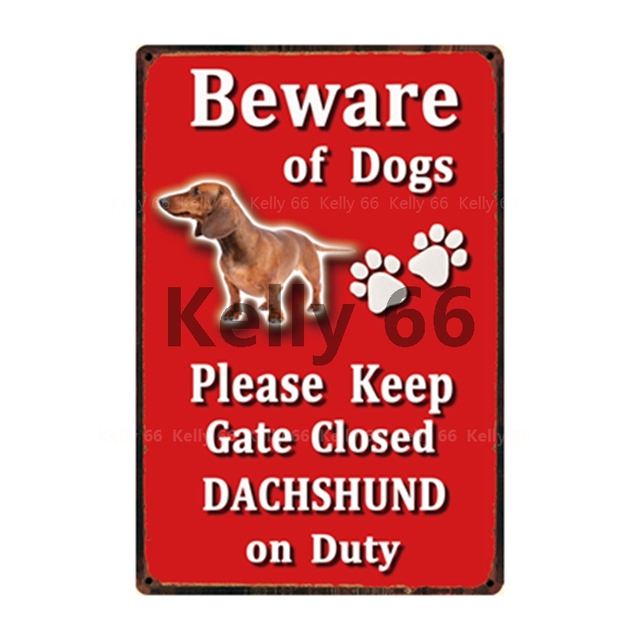 Psy domowe - metalowy znak ostrzegawczy Kelly66 na ścianę z motywem jamnika - rozmiar 20*30 cm - Wianko - 22