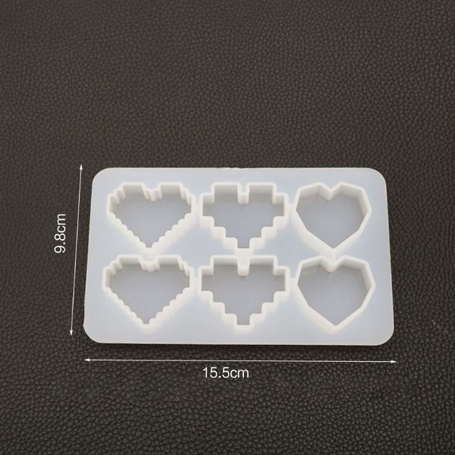 Narzędzia jubilerskie: Forma na wisiorek w kształcie serca z żywicy epoksydowej, pikselami, kryształem UV i lustrzanym wykończeniem - Wianko - 2