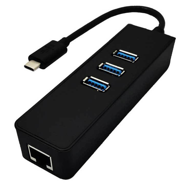 HUB USB 3.0 z 3 portami, adapter Gigabit Ethernet USB 3.1 typu C do RJ45 1000 mb/s - Wianko - 3