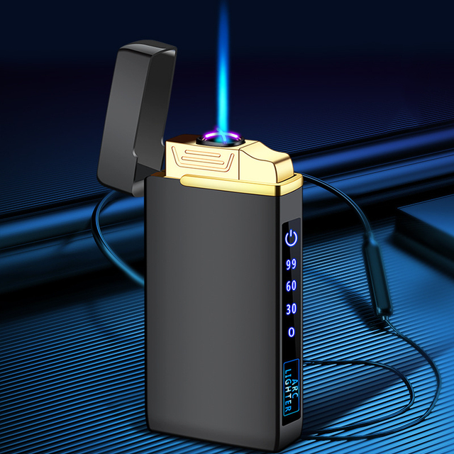 Wiatroodporna zapalniczka USB z podwójnym łukiem plazmowym - odpowiednia do zapalania cygar i gadżetów męskich z zasilaniem LED - Wianko - 4