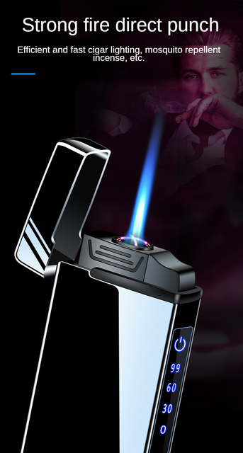 Wiatroodporna zapalniczka USB z podwójnym łukiem plazmowym - odpowiednia do zapalania cygar i gadżetów męskich z zasilaniem LED - Wianko - 7