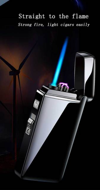 Wiatroodporna zapalniczka USB z podwójnym łukiem plazmowym - odpowiednia do zapalania cygar i gadżetów męskich z zasilaniem LED - Wianko - 18