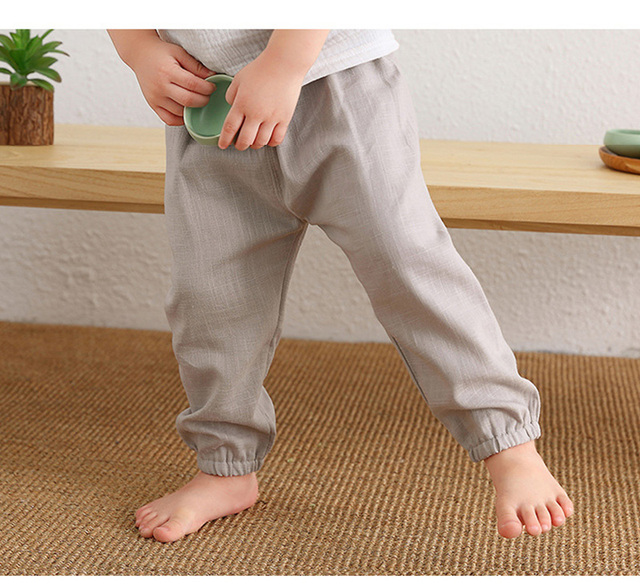 Dziecięce lniane spodnie wiosenno-letnie chłopięce i dziewczęce haremowe, materiał: bawełna+lniany (WT620) - Wianko - 6