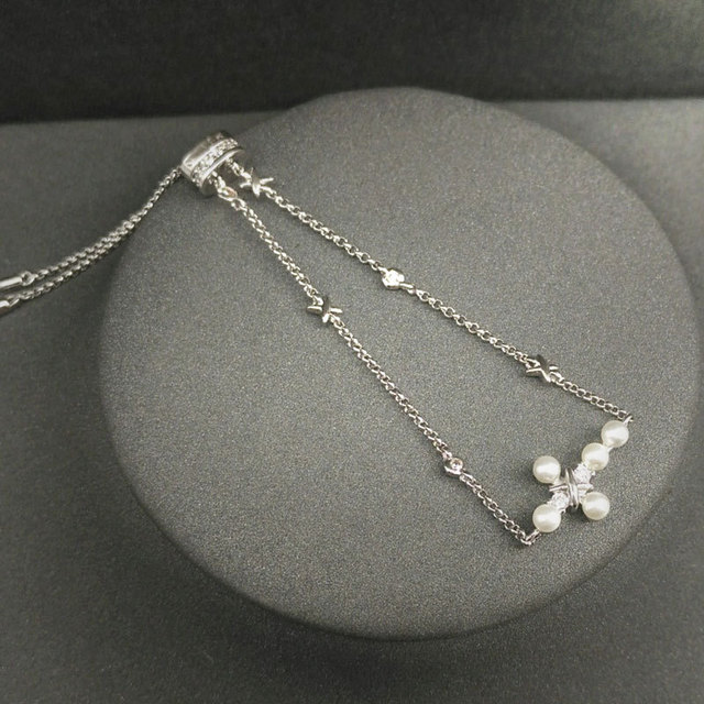 Srebrna regulowana bransoletka w kształcie krzyża z perłą - moda boho, Cheny s925 septembre - Wianko - 6