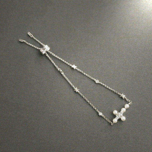 Srebrna regulowana bransoletka w kształcie krzyża z perłą - moda boho, Cheny s925 septembre - Wianko - 11