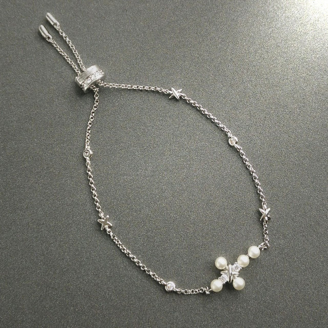 Srebrna regulowana bransoletka w kształcie krzyża z perłą - moda boho, Cheny s925 septembre - Wianko - 9