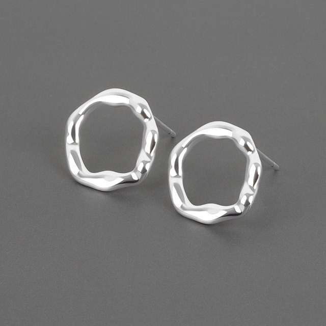 Srebrne kolczyki geometryczne CIAXY 925 - okrągłe ćwieki dla kobiet - Wianko - 14
