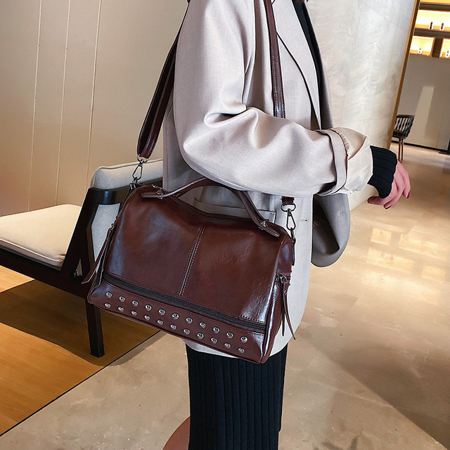 Wysokiej jakości skórzane torebki damske z dużą pojemnością na ramię 2021 - mała torba kurierska Sac A Main - Wianko - 4