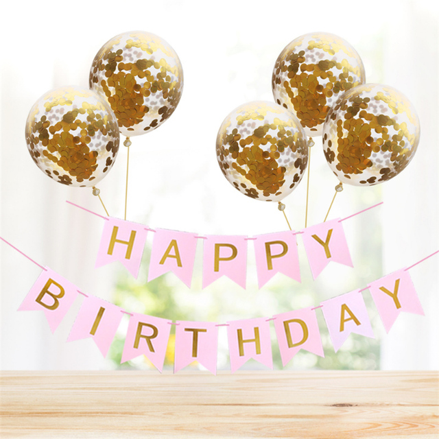 5 sztuk różowe złote nadmuchiwane balony z konfetti, 12 cali - zestaw dekoracji urodzinowych i weselnych - Wianko - 8