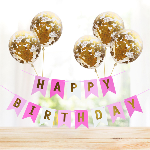 5 sztuk różowe złote nadmuchiwane balony z konfetti, 12 cali - zestaw dekoracji urodzinowych i weselnych - Wianko - 3