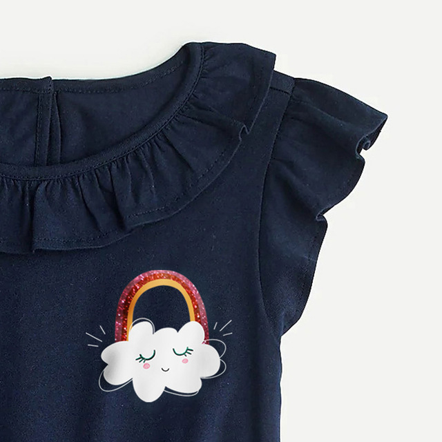 Dziecięca sukienka bez rękawów Little Maven 2021 w kolorze dżinsowym z nadrukiem tęczy i chmur (rozmiar 2-7 lat) - Wianko - 12
