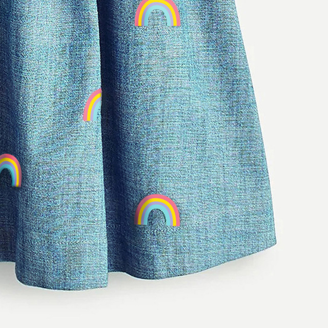 Dziecięca sukienka bez rękawów Little Maven 2021 w kolorze dżinsowym z nadrukiem tęczy i chmur (rozmiar 2-7 lat) - Wianko - 13