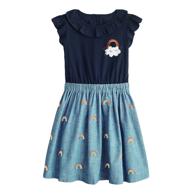 Dziecięca sukienka bez rękawów Little Maven 2021 w kolorze dżinsowym z nadrukiem tęczy i chmur (rozmiar 2-7 lat) - Wianko - 10