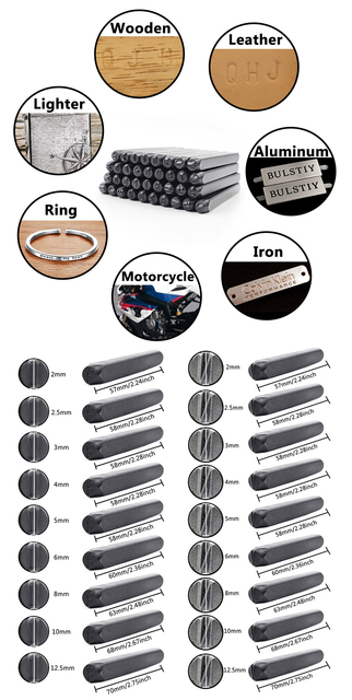 Czarny stalowy stempel pneumatyczny do tłoczenia metalu, cyfry arabskie i litery angielskie, rzeźbione stemple skórzane z logo, metalowe uszczelki - Wianko - 2