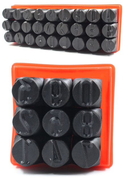 Czarny stalowy stempel pneumatyczny do tłoczenia metalu, cyfry arabskie i litery angielskie, rzeźbione stemple skórzane z logo, metalowe uszczelki - Wianko - 4
