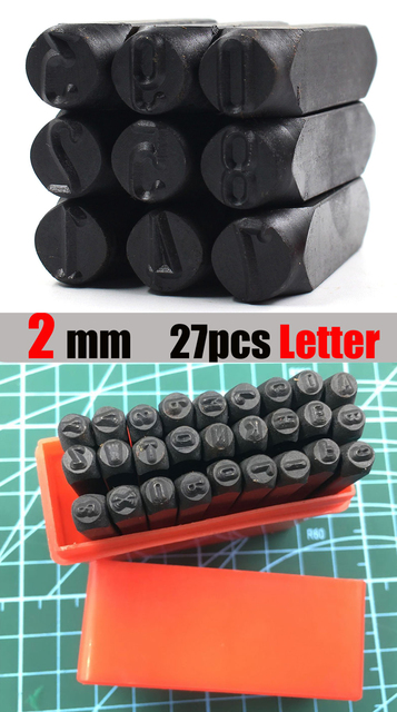 Czarny stalowy stempel pneumatyczny do tłoczenia metalu, cyfry arabskie i litery angielskie, rzeźbione stemple skórzane z logo, metalowe uszczelki - Wianko - 5