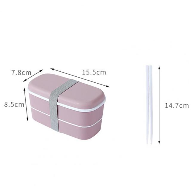 Pojemnik śniadaniowy Bento 2-warstwowy z przegródką, plastikowe pudełko do szkoły, Lunchbox - nowość - Wianko - 2