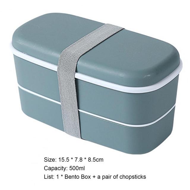 Pojemnik śniadaniowy Bento 2-warstwowy z przegródką, plastikowe pudełko do szkoły, Lunchbox - nowość - Wianko - 1