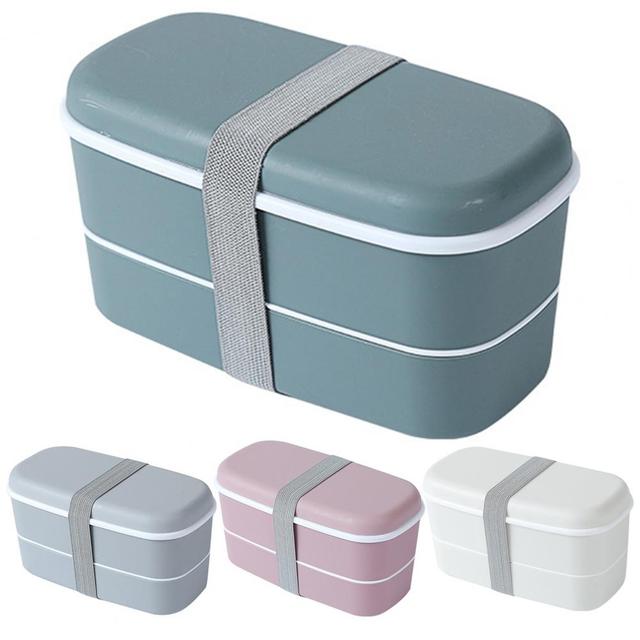 Pojemnik śniadaniowy Bento 2-warstwowy z przegródką, plastikowe pudełko do szkoły, Lunchbox - nowość - Wianko - 5