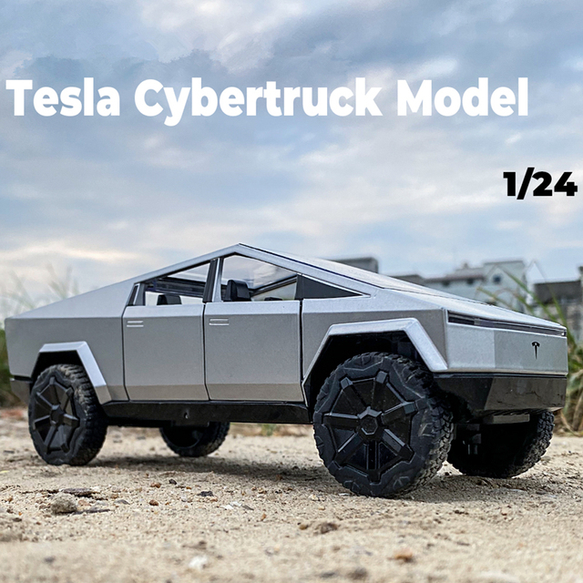 Nowy Model Samochodu Tesla Cybertruck Pickup 1/24 - Aluminiowy Diecast Metalowy - Zabawka Pojazd Terenowy dla Dzieci w Stylu Kolekcjonerskim - Wianko - 1