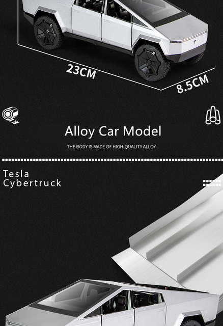Nowy Model Samochodu Tesla Cybertruck Pickup 1/24 - Aluminiowy Diecast Metalowy - Zabawka Pojazd Terenowy dla Dzieci w Stylu Kolekcjonerskim - Wianko - 4