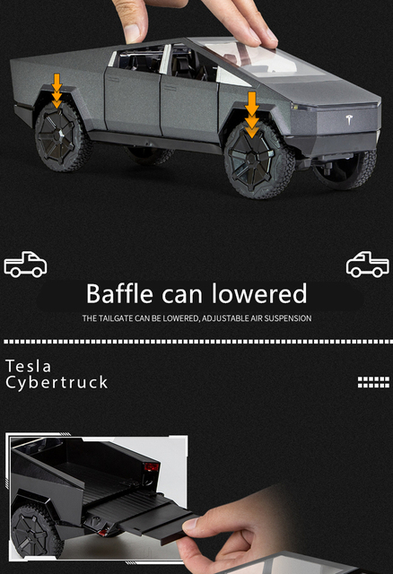 Nowy Model Samochodu Tesla Cybertruck Pickup 1/24 - Aluminiowy Diecast Metalowy - Zabawka Pojazd Terenowy dla Dzieci w Stylu Kolekcjonerskim - Wianko - 7