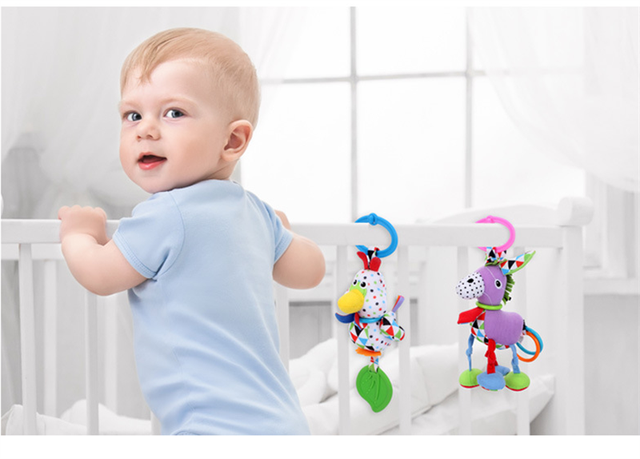 Grzechotki dla dzieci 0-12 miesięcy z wizualnym Grabem, szkoleniem zdolności manualnych i dzwonkami - pluszowe zabawki dla noworodków - Wianko - 2