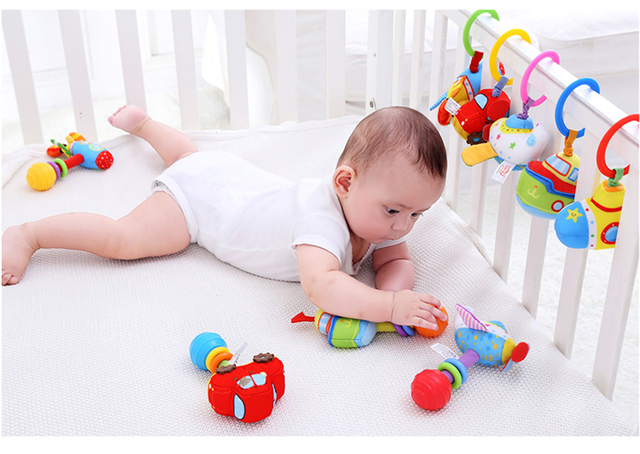 Grzechotki dla dzieci 0-12 miesięcy z wizualnym Grabem, szkoleniem zdolności manualnych i dzwonkami - pluszowe zabawki dla noworodków - Wianko - 4