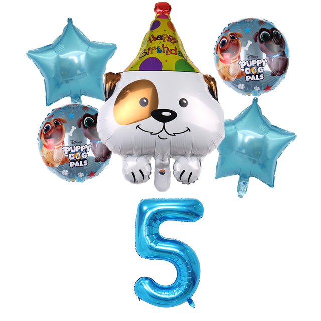 Baloniki foliowe z motywem psa w kształcie cyfr oraz baloniki lateksowe na urodziny i imprezę dziecięcą - Wianko - 6