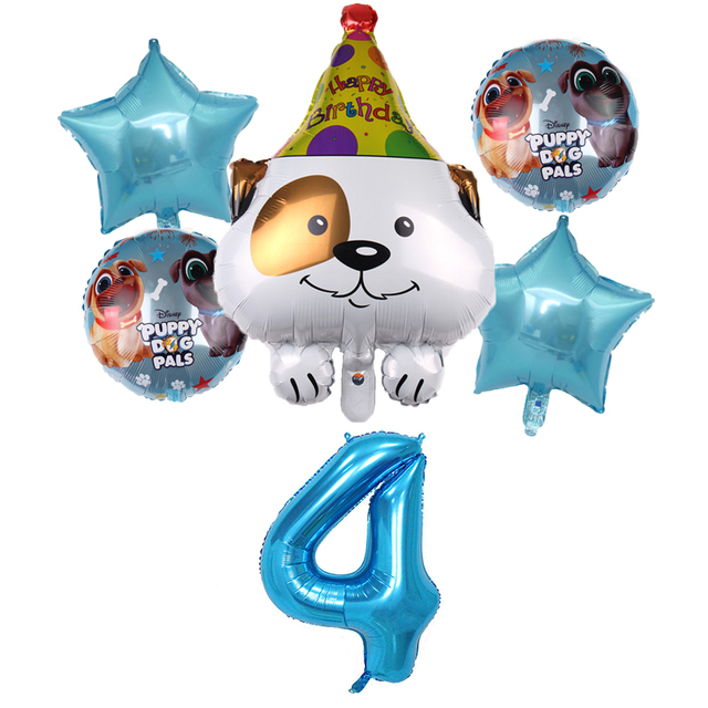 Baloniki foliowe z motywem psa w kształcie cyfr oraz baloniki lateksowe na urodziny i imprezę dziecięcą - Wianko - 5