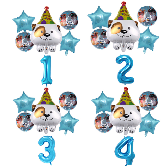 Baloniki foliowe z motywem psa w kształcie cyfr oraz baloniki lateksowe na urodziny i imprezę dziecięcą - Wianko - 1