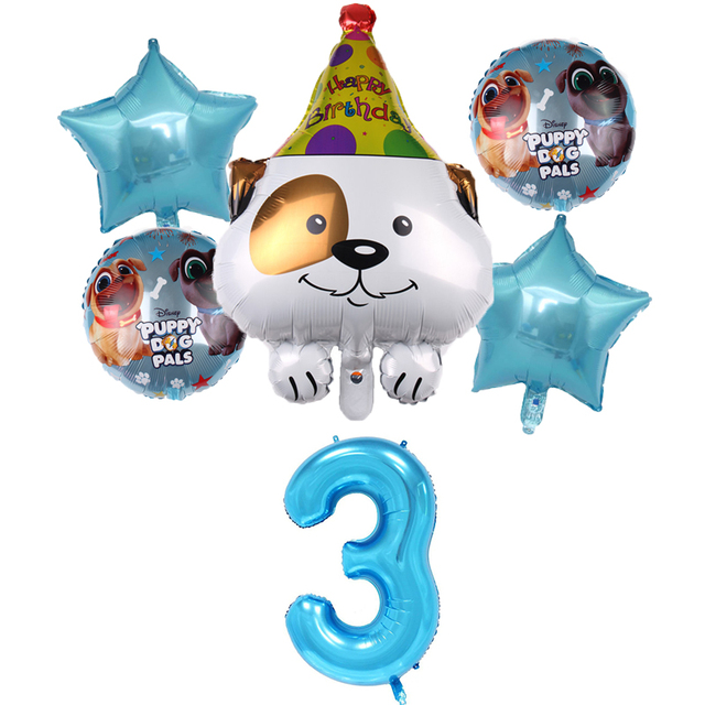 Baloniki foliowe z motywem psa w kształcie cyfr oraz baloniki lateksowe na urodziny i imprezę dziecięcą - Wianko - 4