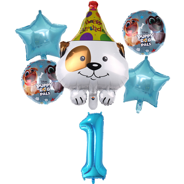 Baloniki foliowe z motywem psa w kształcie cyfr oraz baloniki lateksowe na urodziny i imprezę dziecięcą - Wianko - 2
