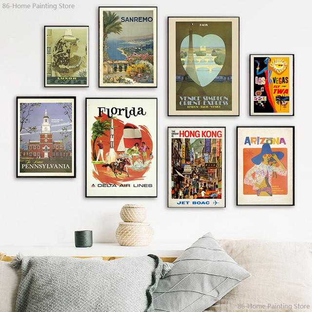 Sztuka ścienne Vintage - plakat z podróży po Florydzie i Nowym Jorku na płótnie, obraz do salonu i dekoracji domu - Wianko - 4
