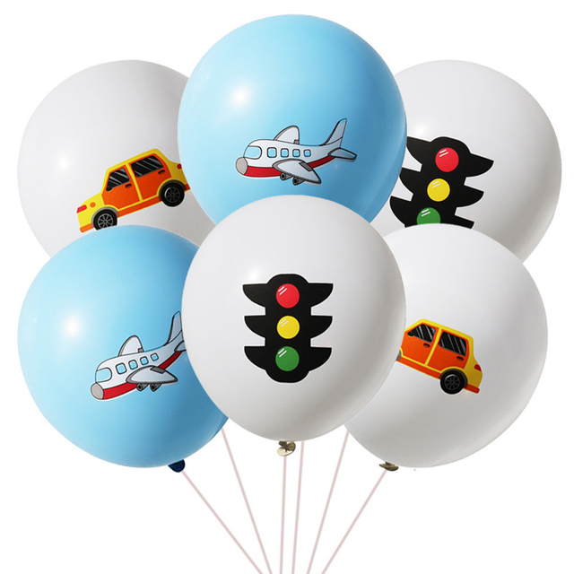 Dekoracja urodzinowa transport samochód samolot balony baner - pierwsze urodziny chłopiec - Wianko - 6