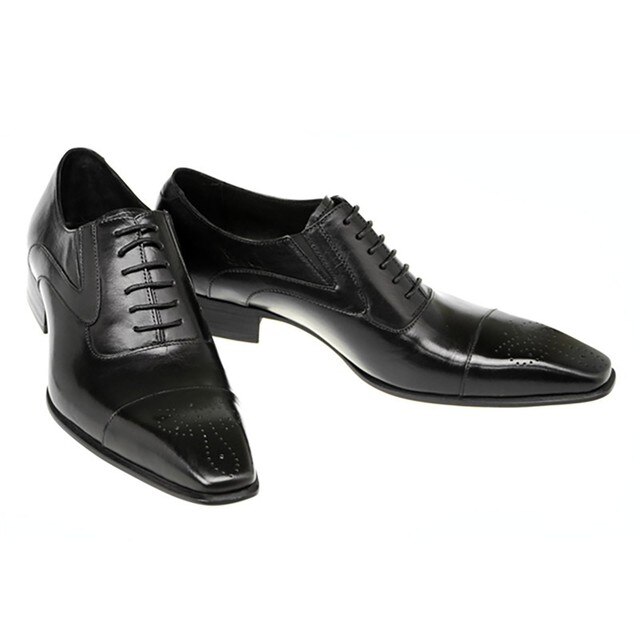 Męskie eleganckie buty skórzane z klamrami, sznurowane, brązowe, formalne buty broszka Pointed Toe - Wianko - 10
