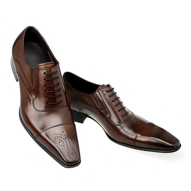 Męskie eleganckie buty skórzane z klamrami, sznurowane, brązowe, formalne buty broszka Pointed Toe - Wianko - 13