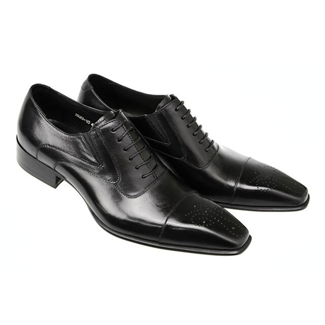 Męskie eleganckie buty skórzane z klamrami, sznurowane, brązowe, formalne buty broszka Pointed Toe - Wianko - 8