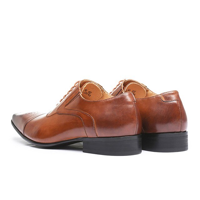 Męskie eleganckie buty skórzane z klamrami, sznurowane, brązowe, formalne buty broszka Pointed Toe - Wianko - 15