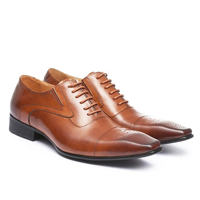 Męskie eleganckie buty skórzane z klamrami, sznurowane, brązowe, formalne buty broszka Pointed Toe - Wianko - 22