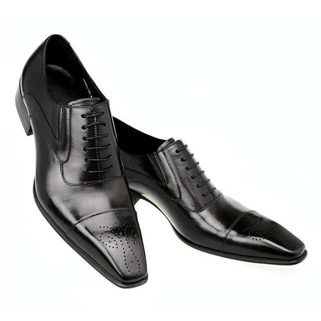 Męskie eleganckie buty skórzane z klamrami, sznurowane, brązowe, formalne buty broszka Pointed Toe - Wianko - 7