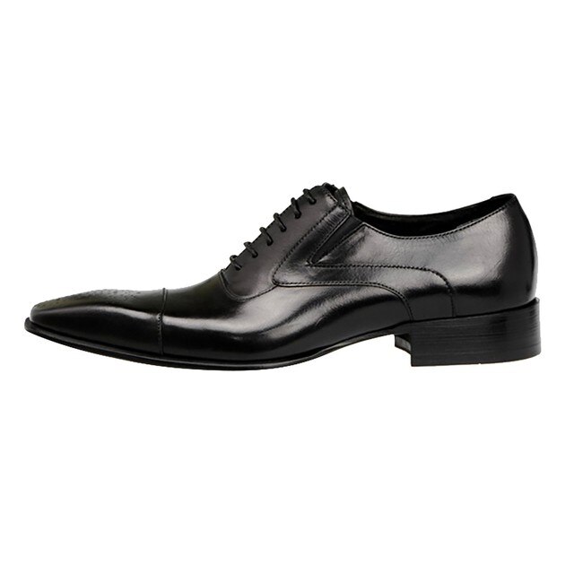 Męskie eleganckie buty skórzane z klamrami, sznurowane, brązowe, formalne buty broszka Pointed Toe - Wianko - 2