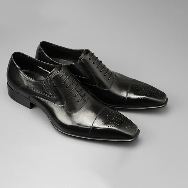 Męskie eleganckie buty skórzane z klamrami, sznurowane, brązowe, formalne buty broszka Pointed Toe - Wianko - 9