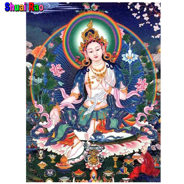Budda Guanyin Zen - pełna wiertła, DIY diamentowe malarstwo krzyżykowe, mozaika 5D, haft ścian, decor religijny - Wianko - 3