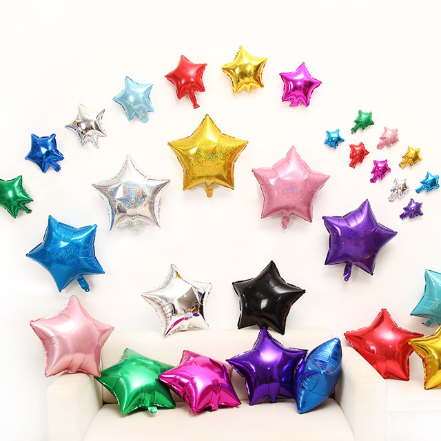 Partia 20 foliowych balonów gwiazdkowych 5/10/18 cali - srebrno-złote, świetne na ślub, urodziny, dekorację, balony nadmuchiwane - Wianko - 1