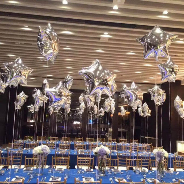 Partia 20 foliowych balonów gwiazdkowych 5/10/18 cali - srebrno-złote, świetne na ślub, urodziny, dekorację, balony nadmuchiwane - Wianko - 8