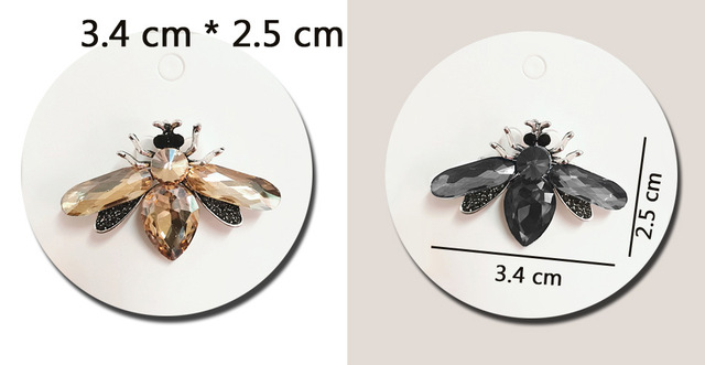 Czarny kryształ - śliczna broszka pszczoła ćma Pin, złoty kolor, dla kobiet - Wianko - 1