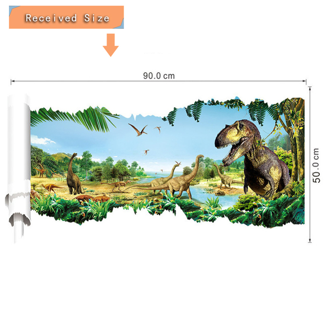 Naklejki ścienne dla pokoju dziecięcego - 3D las dinozaurów, PVC zwierzęta - Wianko - 6