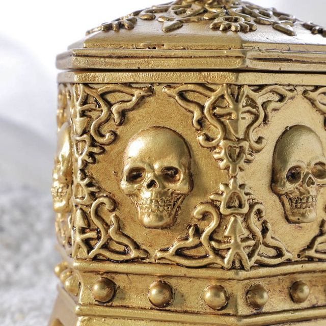 Biżuteria z czaszką w sześciokątnym pudełku - naszyjnik na łańcuszku - Vintage Halloween E65E - Wianko - 8